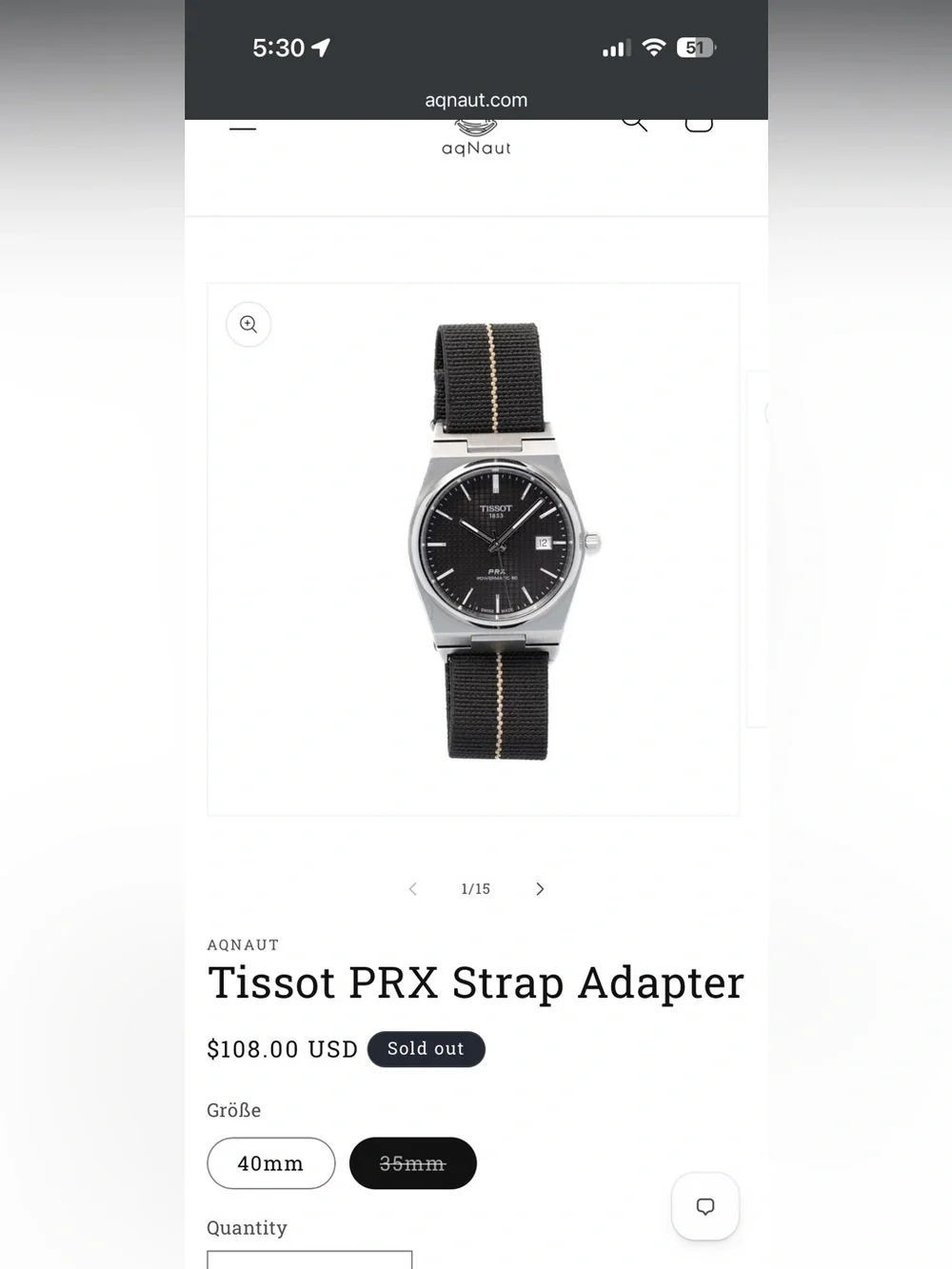 Aqnaut PRX Adapter for 35mm Tissot watch